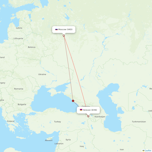 UTair flights between Yerevan and Moscow