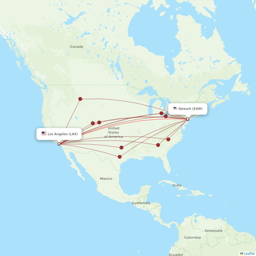United Airlines flights between New York and Los Angeles