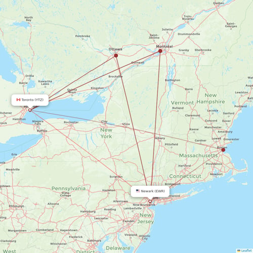 Porter Airlines flights between New York and Toronto