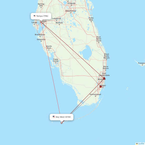 Silver Airways flights between Key West and Tampa