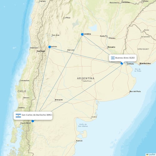 JetSMART flights between Buenos Aires and San Carlos de Bariloche