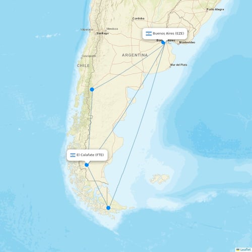 Felix Airways flights between Buenos Aires and El Calafate