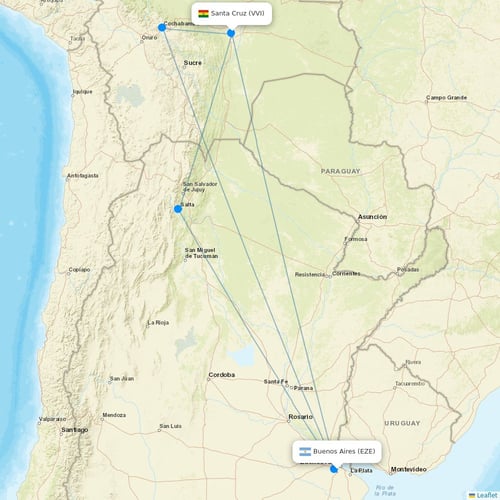 BoA flights between Buenos Aires and Santa Cruz
