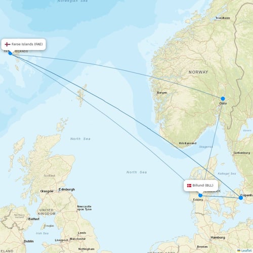 Atlantic Airways flights between Faroe Islands and Billund