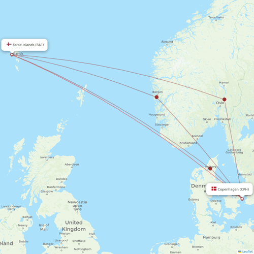 Atlantic Airways flights between Faroe Islands and Copenhagen