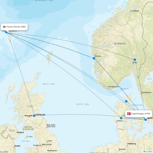 Atlantic Airways flights between Faroe Islands and Copenhagen