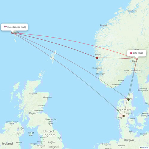 Atlantic Airways flights between Faroe Islands and Oslo
