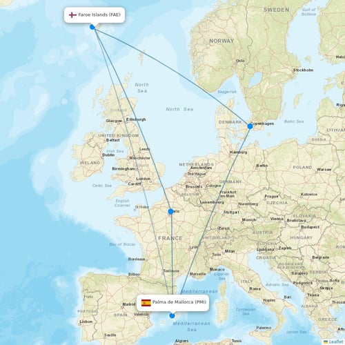 Atlantic Airways flights between Faroe Islands and Palma de Mallorca