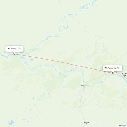 Astral Aviation flights between Fairbanks and Tanana