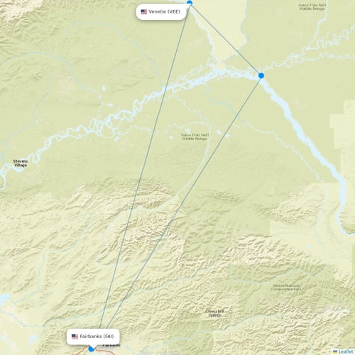 Astral Aviation flights between Fairbanks and Venetie