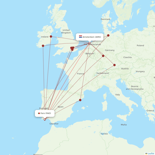 Transavia flights between Faro and Amsterdam