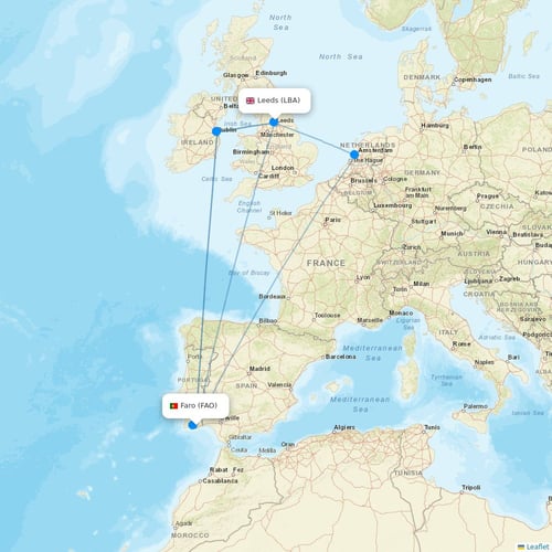 Jet2 flights between Faro and Leeds