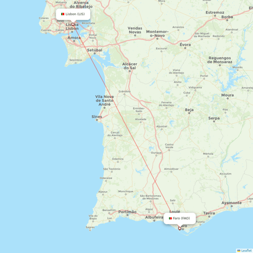TAP Portugal flights between Faro and Lisbon