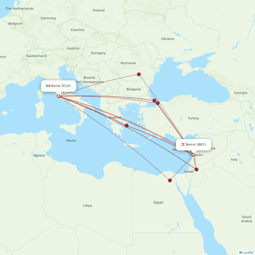 Middle East Airlines flights between Rome and Beirut