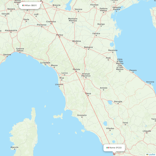 PenAir flights between Rome and Milan