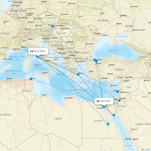 EgyptAir flights between Rome and Cairo