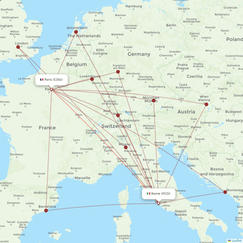 Air France flights between Rome and Paris