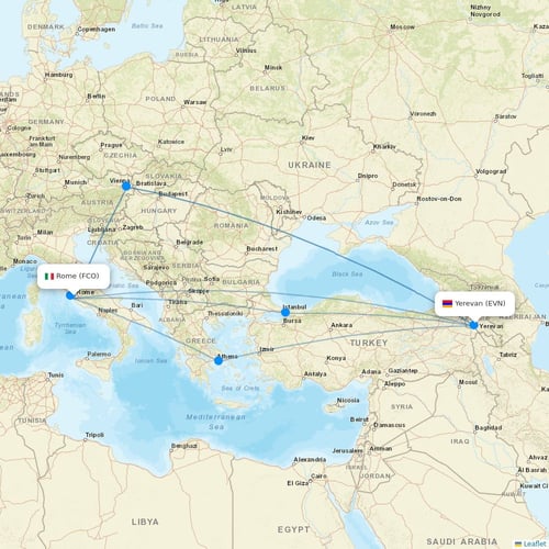 Pacific Airways flights between Rome and Yerevan