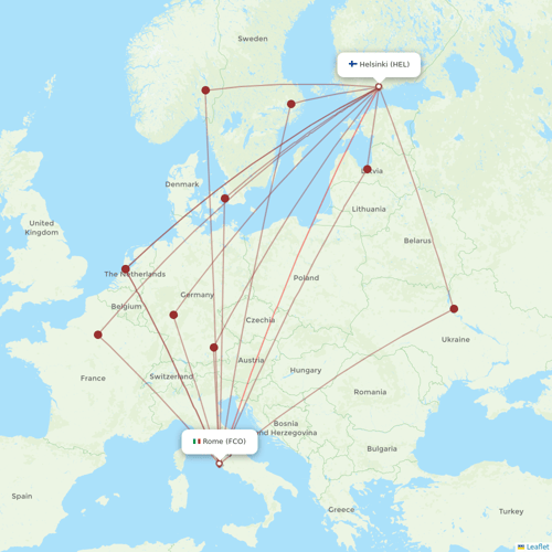 Finnair flights between Rome and Helsinki