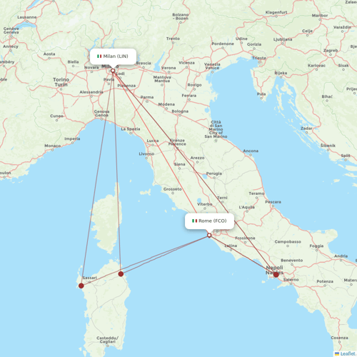 SA Express flights between Rome and Milan