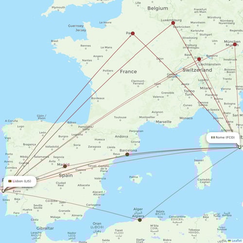 TAP Portugal flights between Rome and Lisbon