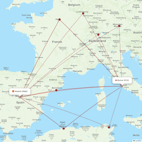 Iberia flights between Rome and Madrid