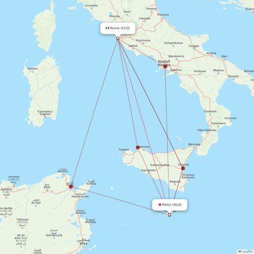 Air Malta flights between Rome and Malta