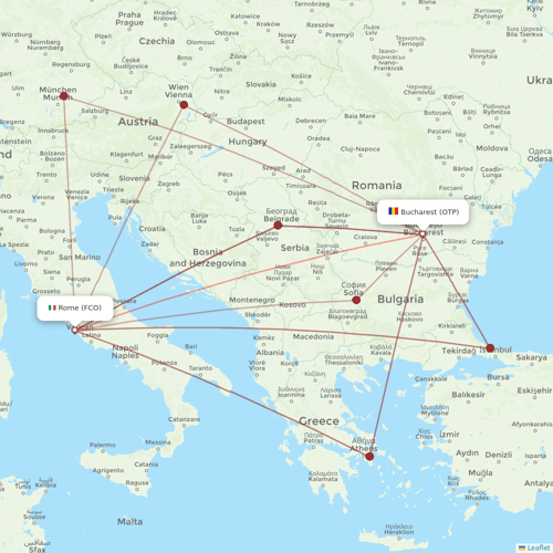 TAROM flights between Rome and Bucharest