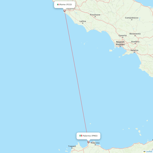 Ryanair flights between Rome and Palermo