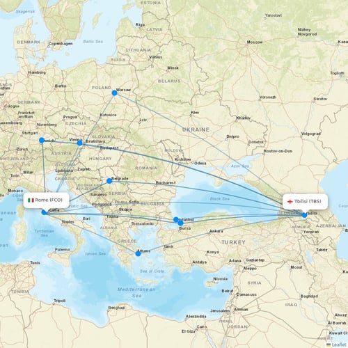 Georgian Airways flights between Rome and Tbilisi