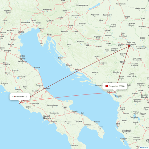 Interjet flights between Rome and Podgorica