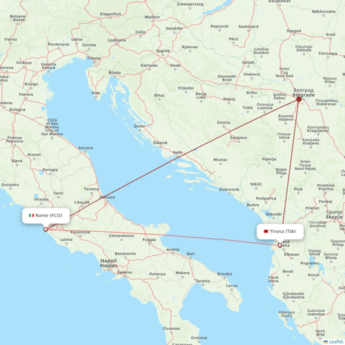 Wizz Air flights between Rome and Tirana