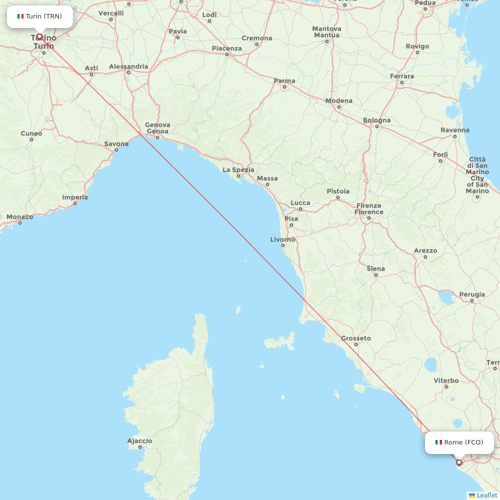 ITA Airways flights between Rome and Turin