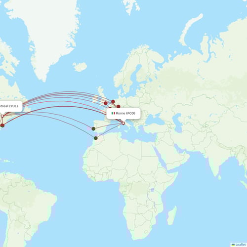 Air Transat flights between Rome and Montreal