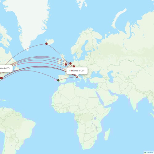 Air Transat flights between Rome and Toronto