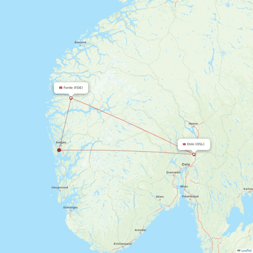 Wideroe flights between Forde and Oslo