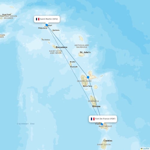 IZAir flights between Fort De France and Saint Martin