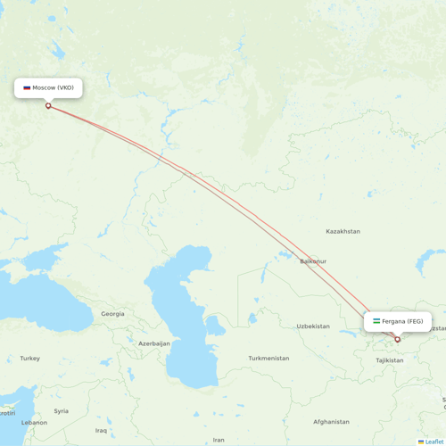 Taban Airlines flights between Fergana and Moscow
