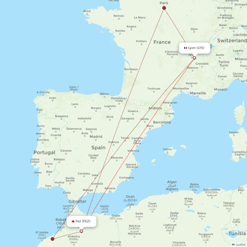 Air Arabia Maroc flights between Fes and Lyon