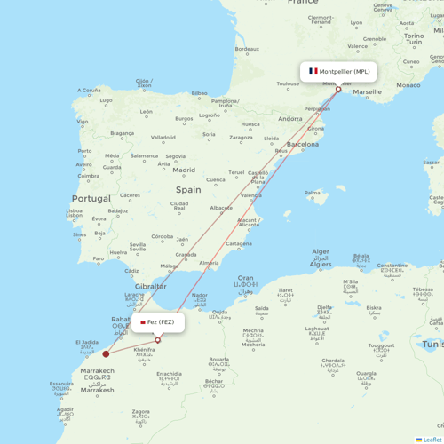 Air Arabia Maroc flights between Fes and Montpellier
