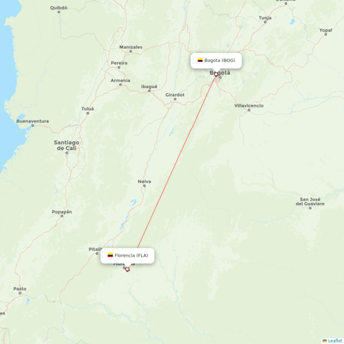 SATENA flights between Florencia and Bogota