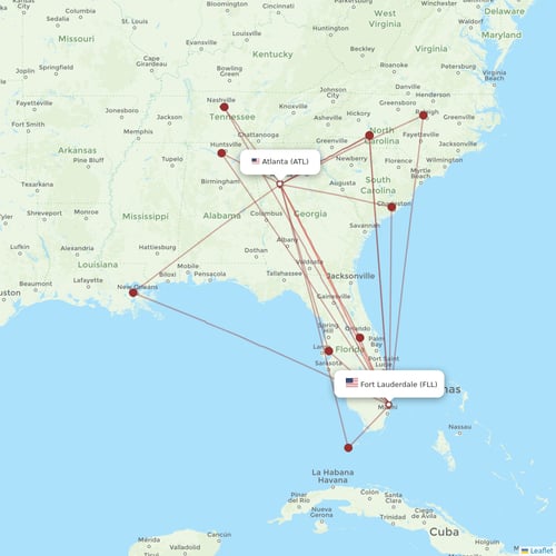 Spirit Airlines flights between Fort Lauderdale and Atlanta