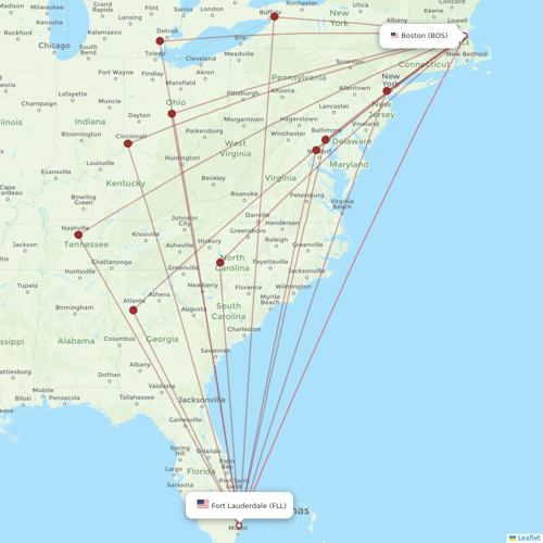 JetBlue Airways flights between Fort Lauderdale and Boston