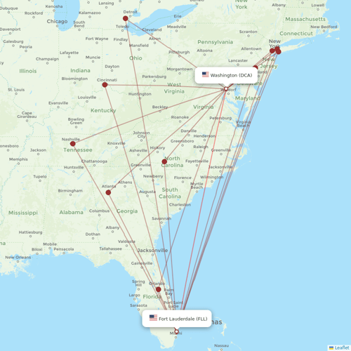 JetBlue Airways flights between Fort Lauderdale and Washington