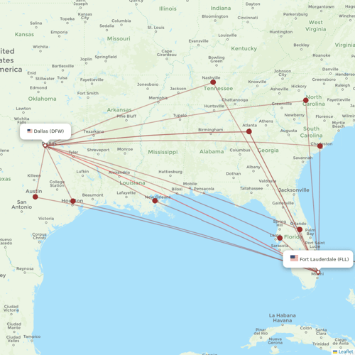 Spirit Airlines flights between Fort Lauderdale and Dallas