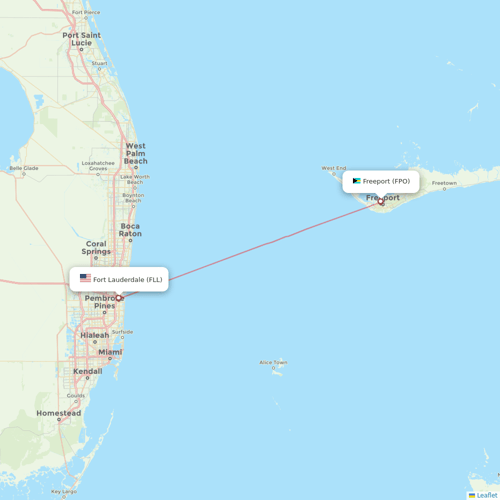 Silver Airways flights between Fort Lauderdale and Freeport