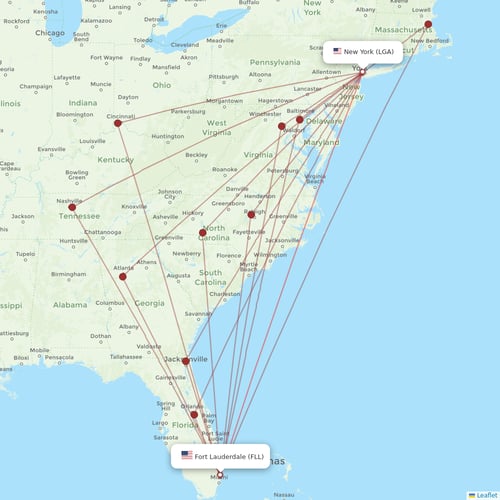 JetBlue Airways flights between Fort Lauderdale and New York