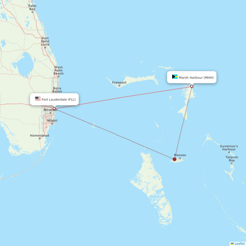 Silver Airways flights between Fort Lauderdale and Marsh Harbour