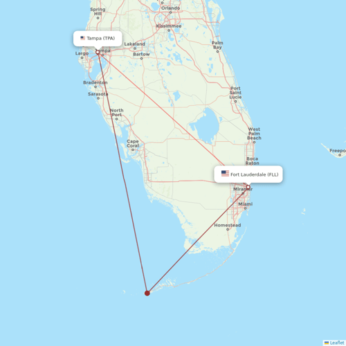Silver Airways flights between Fort Lauderdale and Tampa