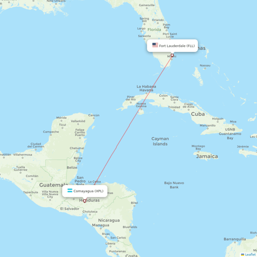 Spirit Airlines flights between Fort Lauderdale and Comayagua